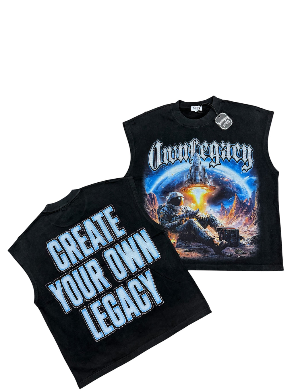 OWNLEGACY BLACK SLEEVELESS SHIRT